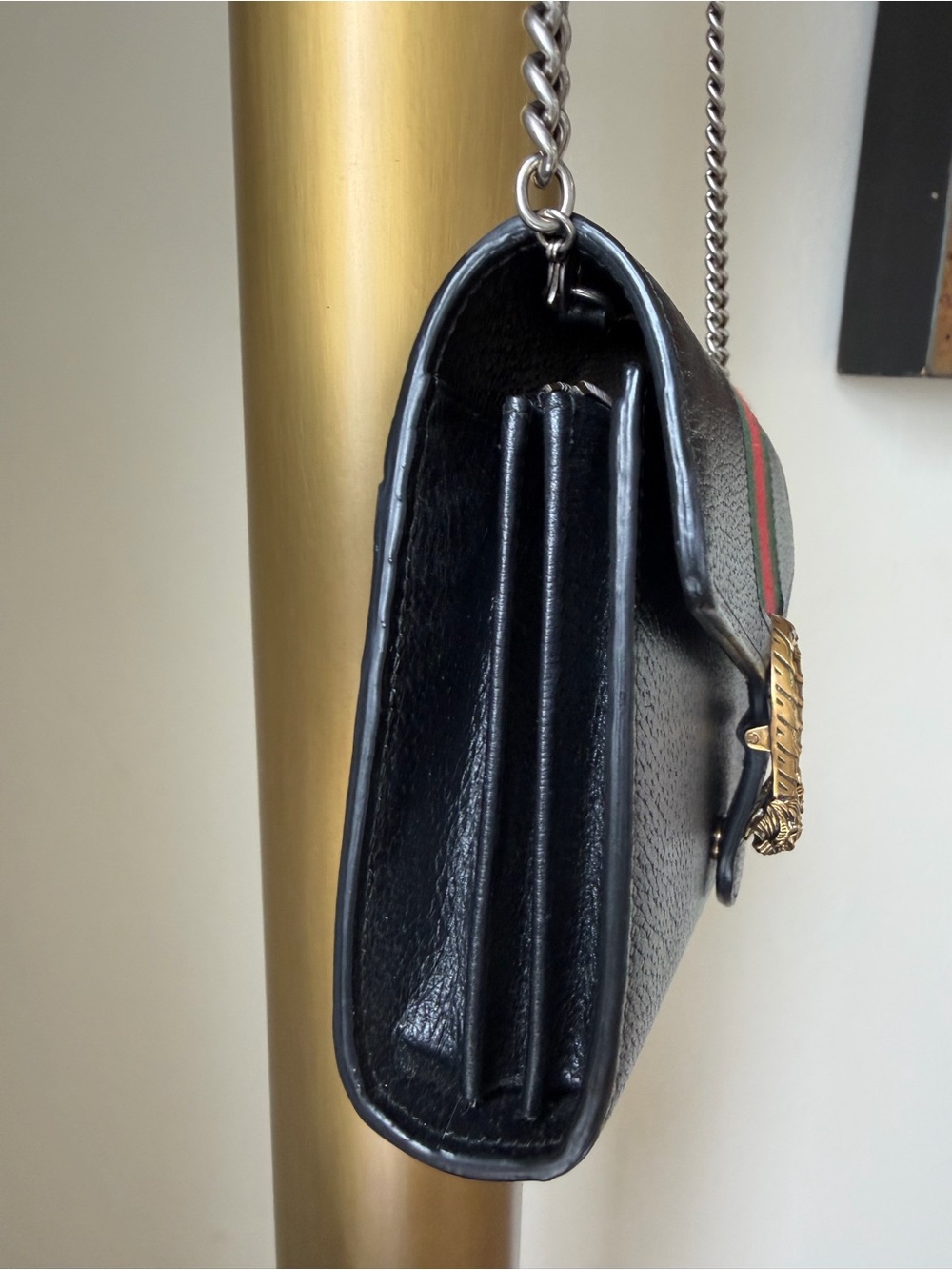 GUCCI Dionysus Black bag with Green and Red iconic Gucci web - Picture 6 of 14